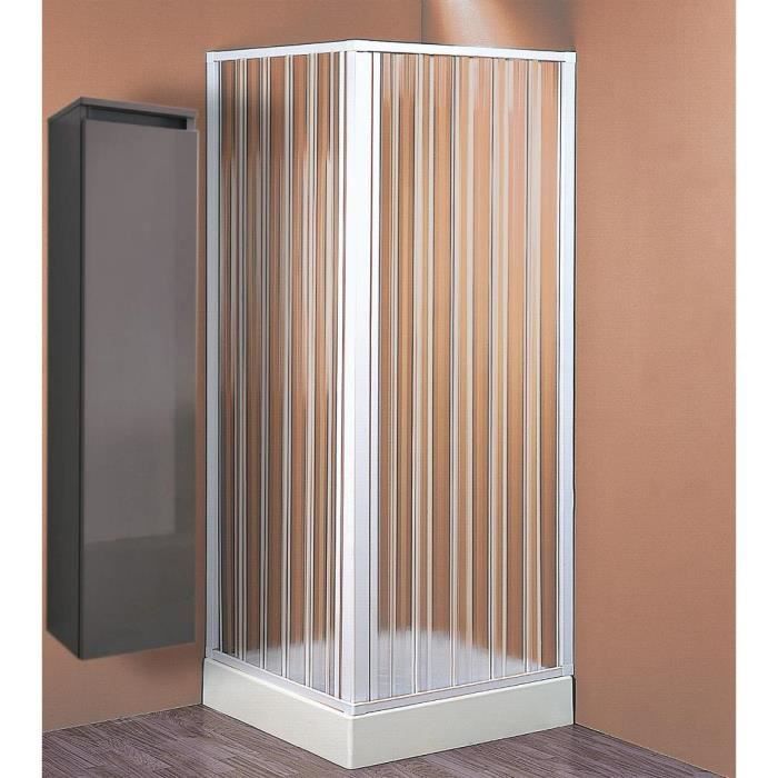 Cabine de douche - FORTE - BK10 - PVC - Porte pliante - Blanc - Transparent