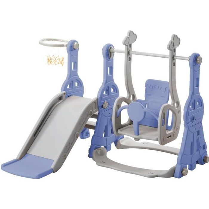 Toboggan Enfant 4 En 1 Avec Balançoire Et Panier - Jeu D'intérieur Et Extérieur