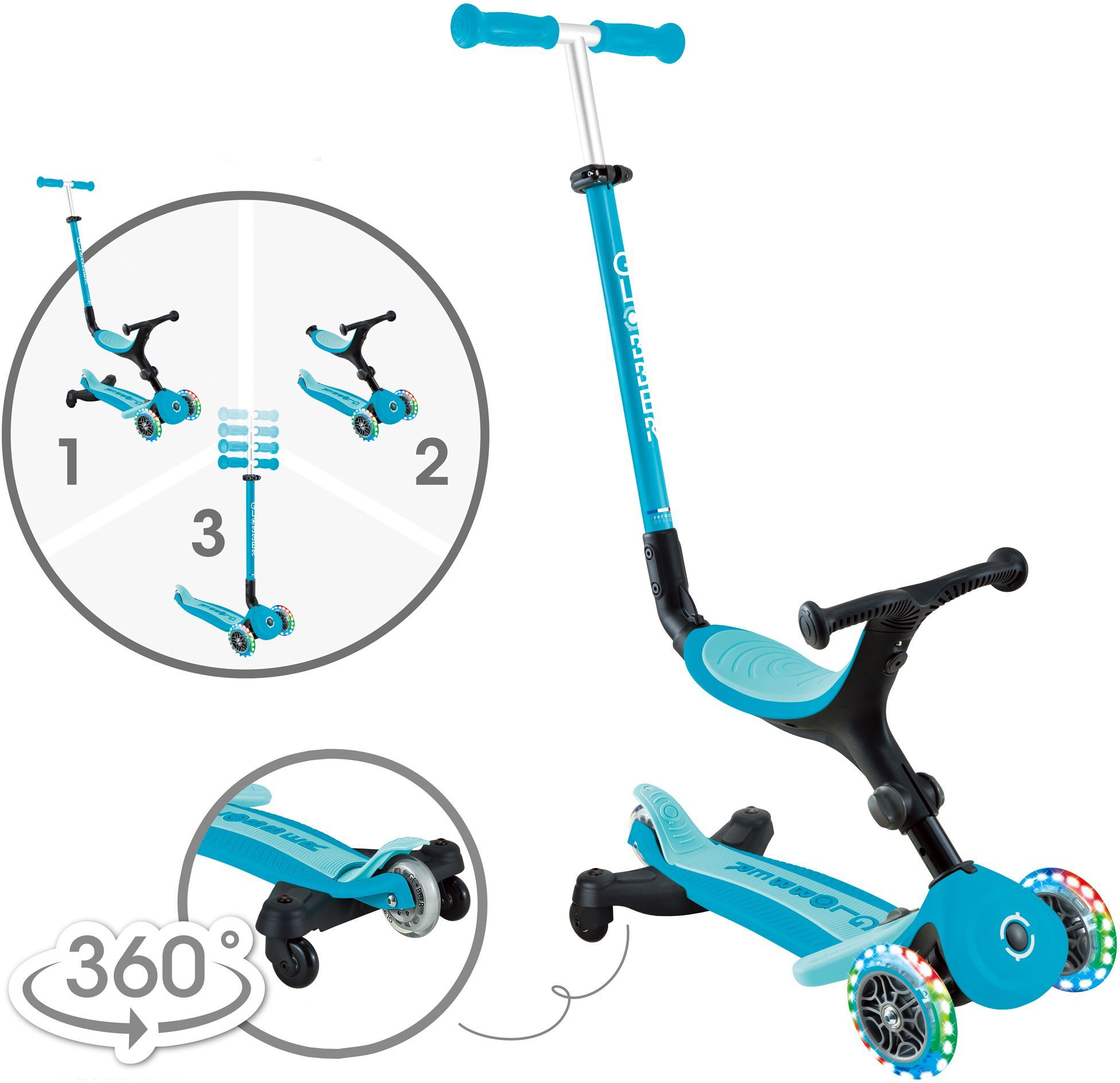 Trottinette évolutive - GLOBBER - GO UP ACTIVE LIGHT 360° - Bleu eau