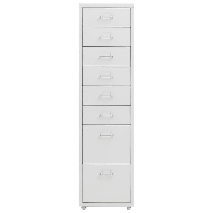Classeur mobile - GOTOTOP - Gris - 8 tiroirs - Métal - 28x41x109 cm