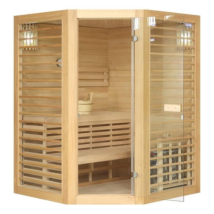 Sauna Neptune 3/4 places Holl's - Pack accessoires Premium pour sauna traditionnel Seau & Louche + Hygro/Thermomètre