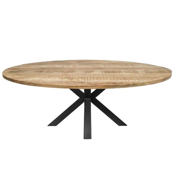 table de salle à manger ovale regina, a une longueur de 200 cm et une largeur de 100 cm. fabriquée en bois de manguier massif ave...