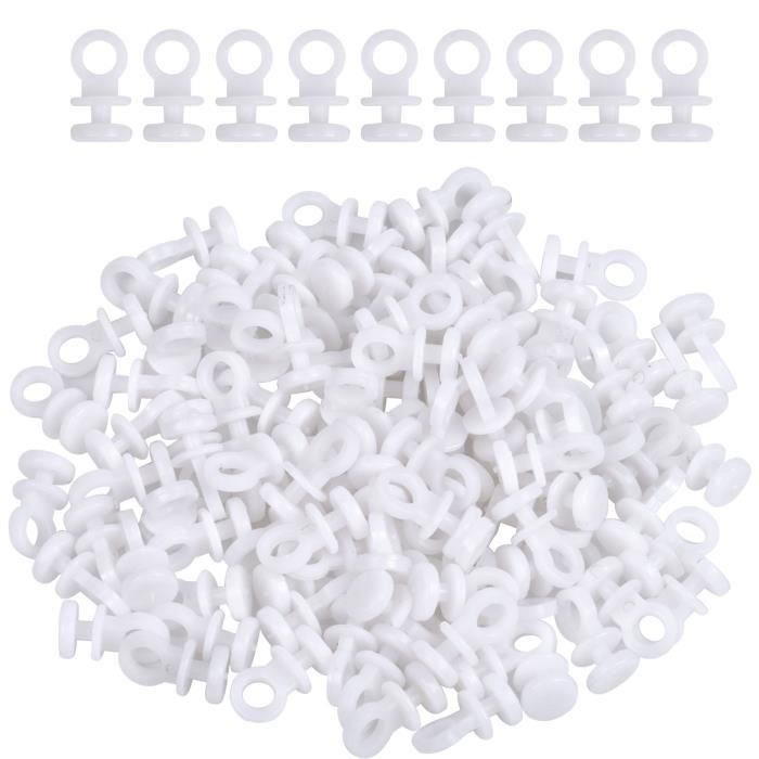 150 Crochets De Rideaux En Plastique Blanc - 9,5 X 24 Mm, Compatibles Rails Standards, Pour Salon, Chambre, Bureau - 4