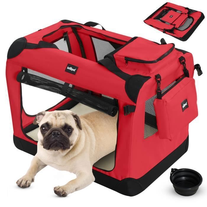 Meilleurs prix pour Leopet® Sac De Transport Pour Chiens - Gamelle, Pliable, Respirant, Taille S, Rouge - Bagage, Panier Pour Animal Compagnie, Voyage