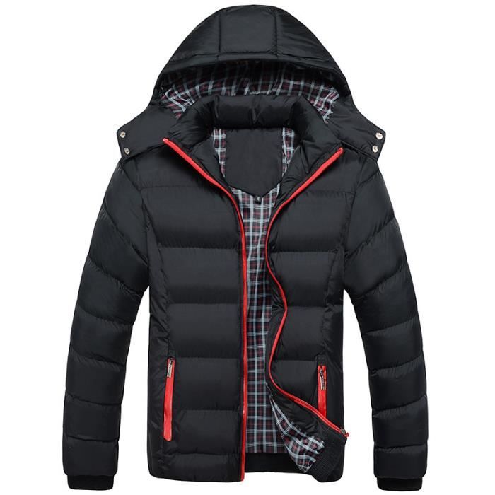Rayé Doudoune Homme Couleur Unie Marque Luxe Veste Pour Homme Capuche