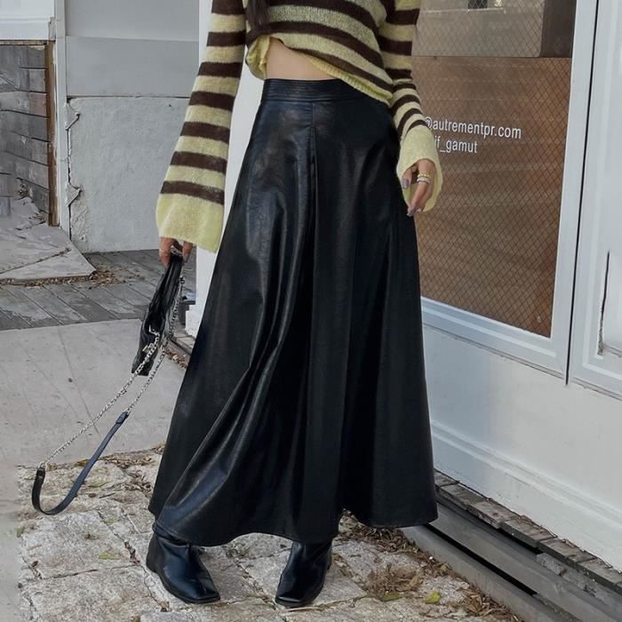 Jupe trapeze cuir sales noir