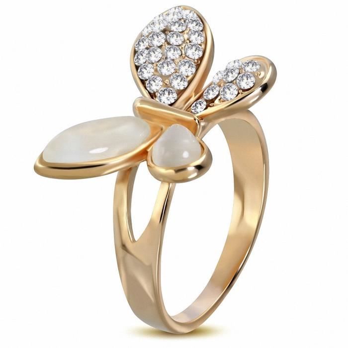 Bague Cocktail En Alliage Couleur Or Rose Papillon Fleur Et Pierre œil De Chat France 54 Usa 7 Or Rose Achat Vente Bague Anneau Bague Cocktail En Alliage