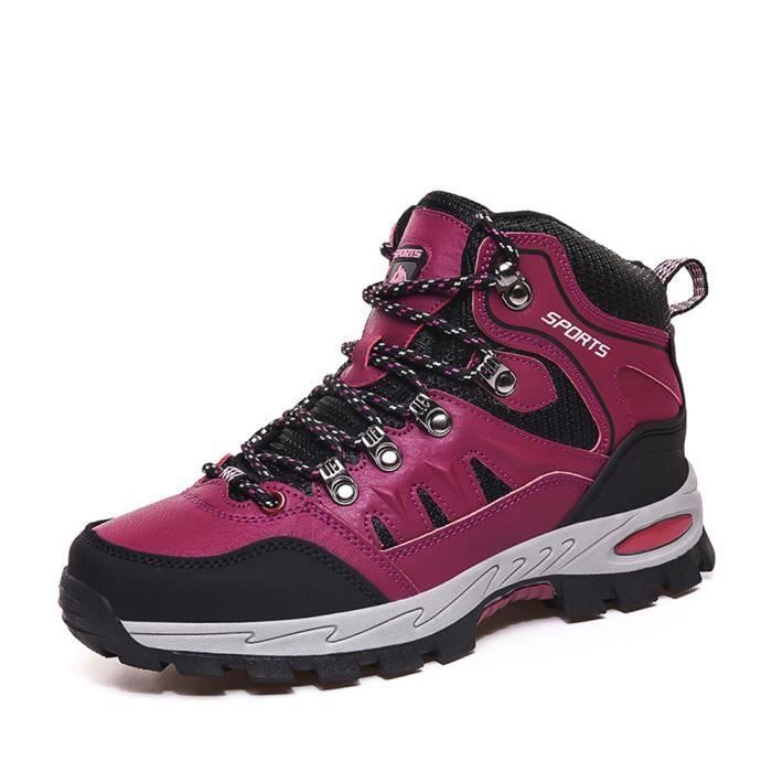Chaussure Femme Randonn e Cuir Marche Voyage Rose Imperm able