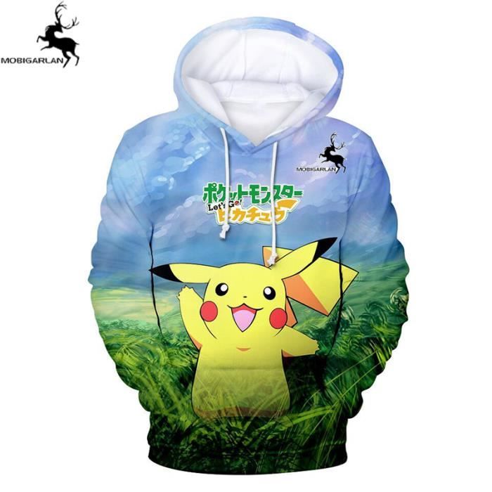 Sweat capuche Homme de Marque Luxe imprim Pok mon Sweat shirt