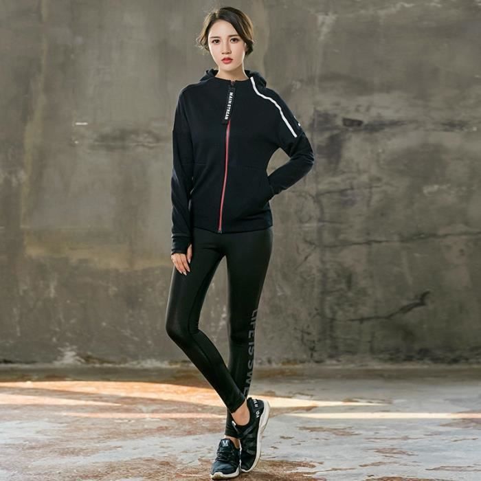 Textile Fitness Danse Femmes survetement ensemble de Yoga veste de sport ample sweat shirt sport Type black jacket tight Blanc Cdiscount Sport