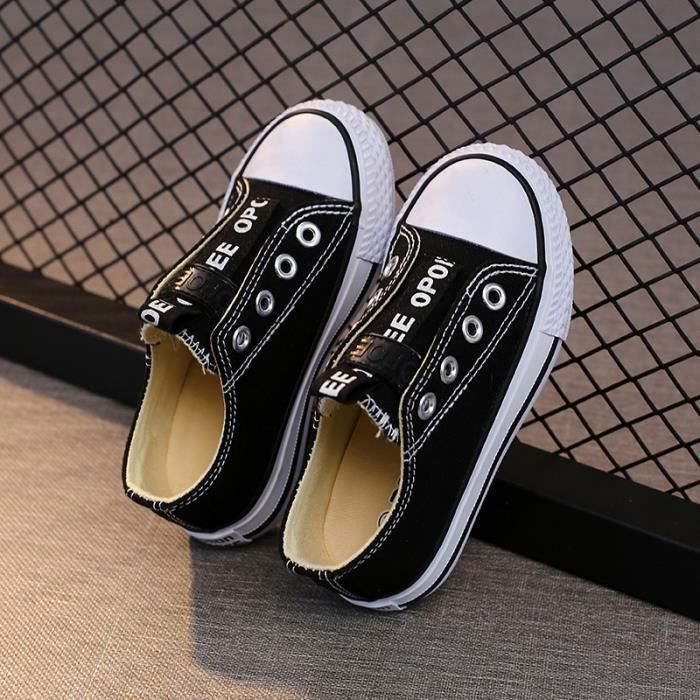 Chaussures En Toile Enfants Respirantes - Baskets Intérieur Extérieur Garçons Filles Tout-Petits - Noir