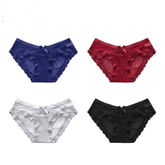 Culotte Hipster Femme Soie sous vetements Sexy en Dentelle Stretch Slip Culotte 2 Cdiscount Pret a Porter