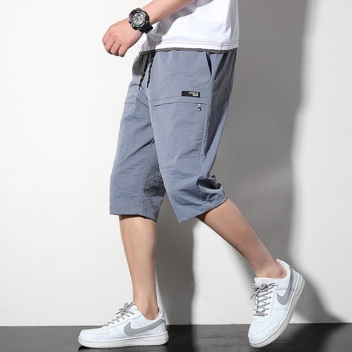 Pantacourt Homme Leger Respirante Sechage Rapide Sport Ete Casual Short Taille Elastiquee Bleu