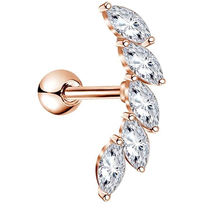 Orecchino Helix OUFER 16G In Acciaio Chirurgico 316L - Con Fiore E CZ Trasparente, 6mm - Foto 10