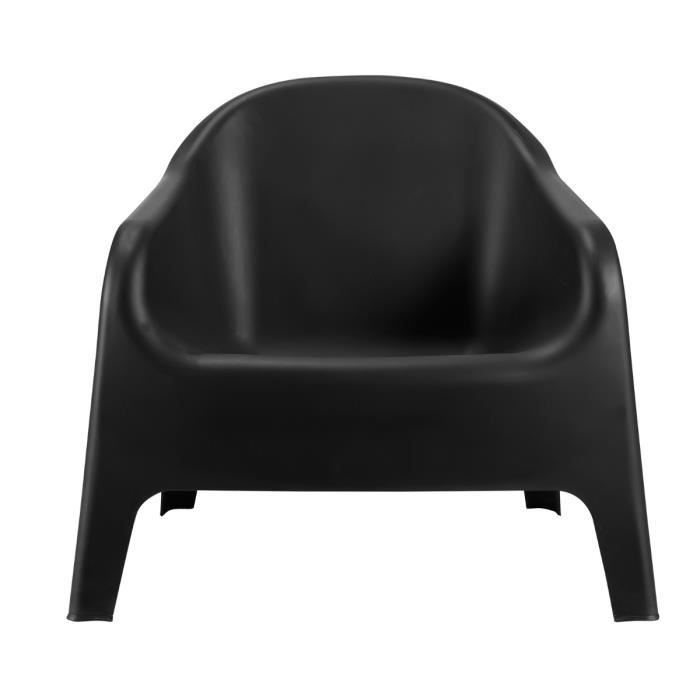 fauteuil de jardin en polypropylène coloris noir - longueur 76 x profondeur 74 x hauteur 70 cm
