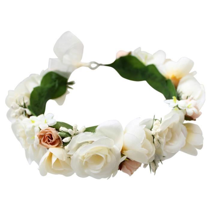 Couronne Florale Halo Pour Cheveux - Bandeau Fleuri Diadème Pour Festival (Coachella), Mariage, Fête