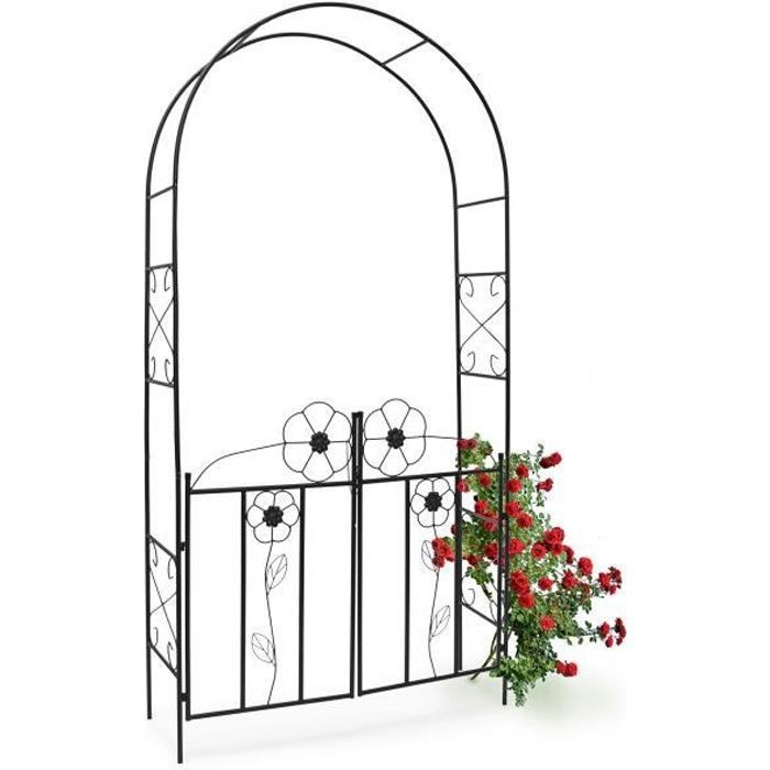 Relaxdays Arche à rosier Arceau de décoration jardin avec portillons H x l x P: 228 x 116 x 36,5 cm en fer époxy Support pour