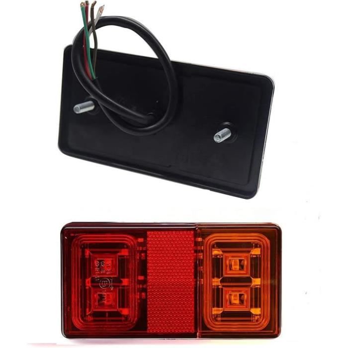 Qiping 2PCS Feux Remorque LED, 12V/24V Feu Remorque Arriere Kit, Feu LED Remorque 7 Fonction 60LED, 5M Câbles 13 Broches, ÉTANCHE IP67 Avec E -Mark E57, Pour Remorque Caravane Tracteur Camions