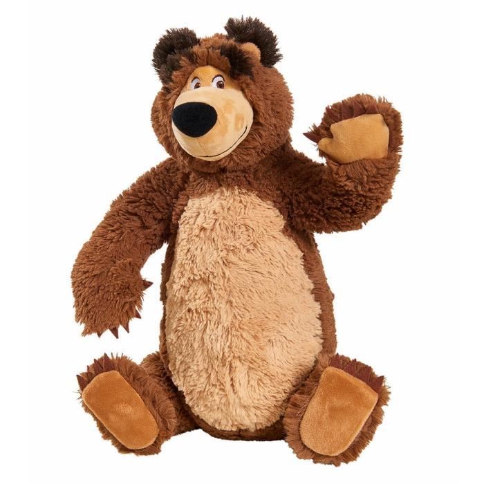 peluche michka - masha et michka - marron - 43 cm