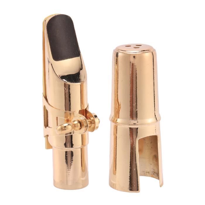 Embouchure de Saxophone Sax Alto Doré avec Capuchon et Ligature Pièces