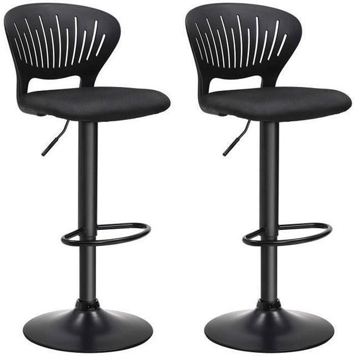 Tabourets de Bar Chaise Tabourets de Bar Noirs Tabouret de Bar en Velours /à v/érin /à gaz pivotant 360 chaises de comptoir de Cuisine /à Hauteur r/églable avec Repose-Pieds en m/étal dor/é