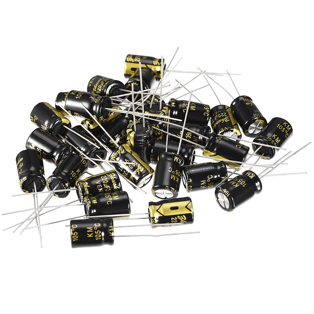 10 Condensatori Elettrolitici Assiali Bipolari Supertech, 25uF 50V, 2000h 105&deg;C, 10x24mm