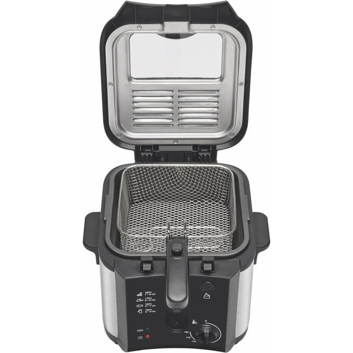DOMO DO545FR - Friteuse 4L XL Zone Froide, 2000W, Fenêtre Verre, 1 Kg Frites Croustillantes, Noir Mat