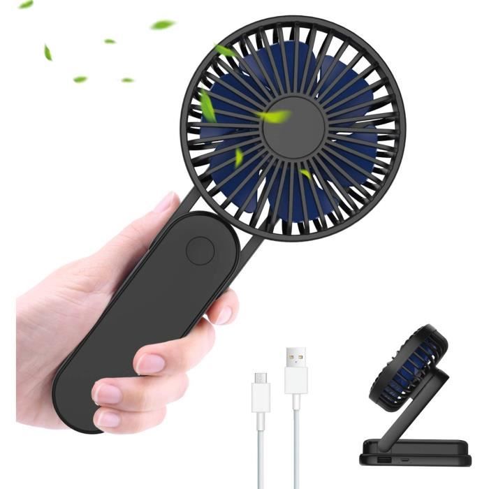 Mini Ventilateur USB Portable – 5 Vitesses, Pliable, Support Téléphone – Blanc