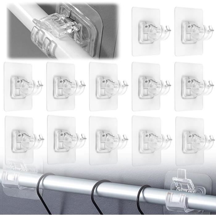 20 Supports De Tringle à Rideaux Sans Perçage – Autocollant, Compatible Tiges Jusqu'à 2,2 Cm – Pour Cuisine, Salle De Bain
