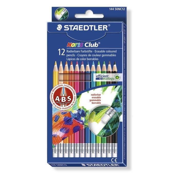 STAEDTLER 12 Crayons de Couleur Gommables Assortis Cdiscount Beaux