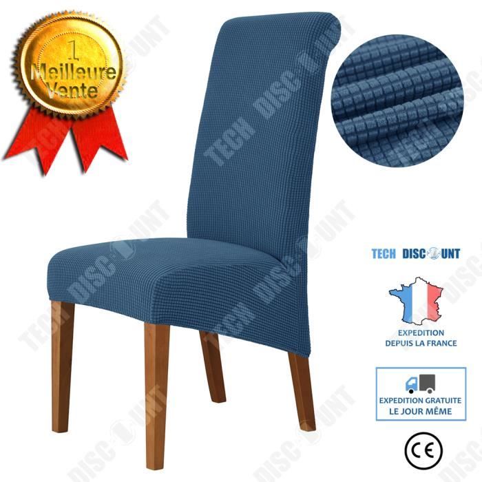 Housse De Chaise - TD® - Sleighback Chair - Extensible - Dossier Haut - Élasthanne Polyester