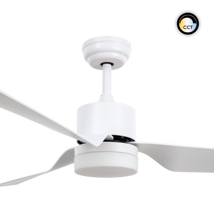 TECHBREY Ventilateur de Plafond Silencieux Minimal PRO 132cm Moteur DC Blanc Avec lumière - Techbrey