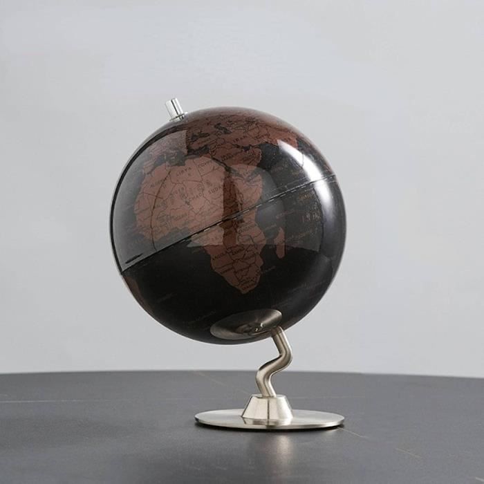 Globe Terrestre Vintage Tournant Ø20cm (8") - Style Rétro Crème - Décoration Et Pédagogie - Hauteur ~35cm