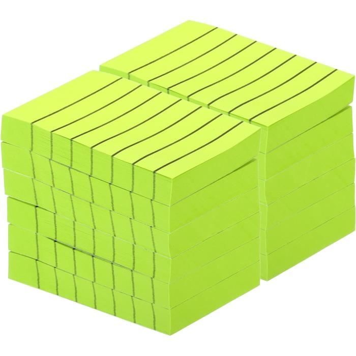 Lot De 12 Blocs De Notes Autocollantes Fluorescentes Lignées De 7,6 Cm ...