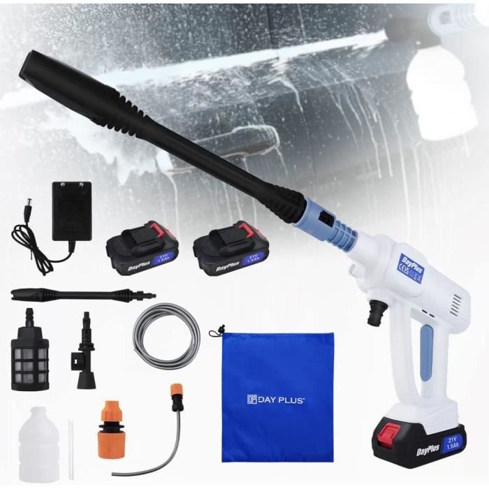 Nettoyeur Haute Pression Sans Fil 90 Bar Portable - 5m Tuyau, Batterie Rechargeable, Idéal Voiture Et Extérieur
