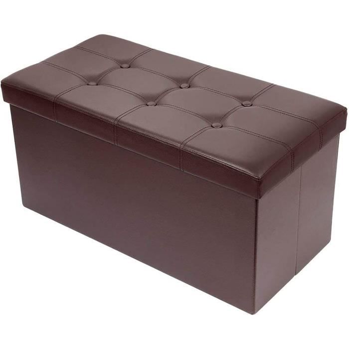 Tabouret Pouf Coffre Boîte De Rangement-siège Pliable-gagner De L Gagner De L Espace 37 5x37 5x38cm Creme Blanc