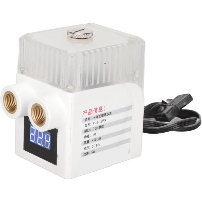 Eboxer Réservoir à Eau + Pompe G1/4 Pour Refroidissement PC | 12V 19W | Longueur 210mm | Débit 800L/h | Kit Watercooling Tout-en-Un | Installation Facile