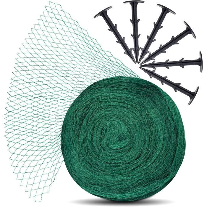 Filet Anti-oiseaux 4x6 M - Maille 17x17 Mm, Vert, Résistant UV - Avec 12 Clous De Sol - Pour Potager, Arbres, étang - 1