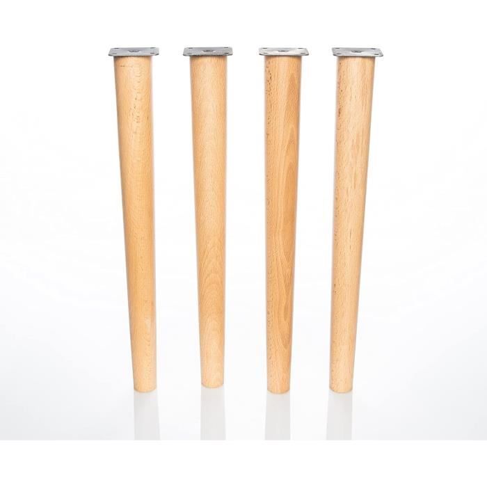 Lot de 4 pieds sommier forme boule, haut. 8 cm - Bois foncé rustique
