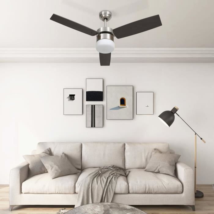 vidaXL Ventilateur de plafond lampe et télécommande 108cm foncé