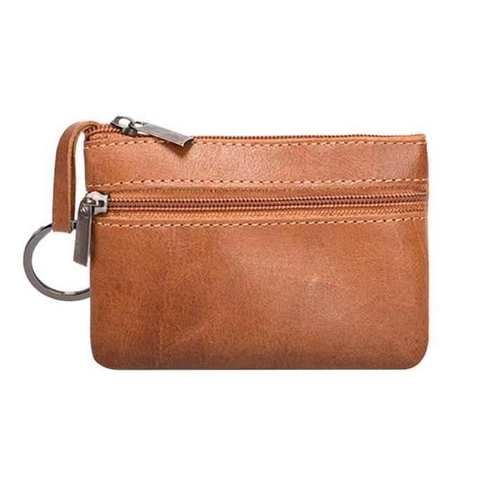 Petit Porte Monnaie En Cuir Pour Homme Mini Sac De Rangement Fermeture Eclair 10 5 7 5 0 6cm Marron M4273 Cdiscount Bagagerie Maroquinerie
