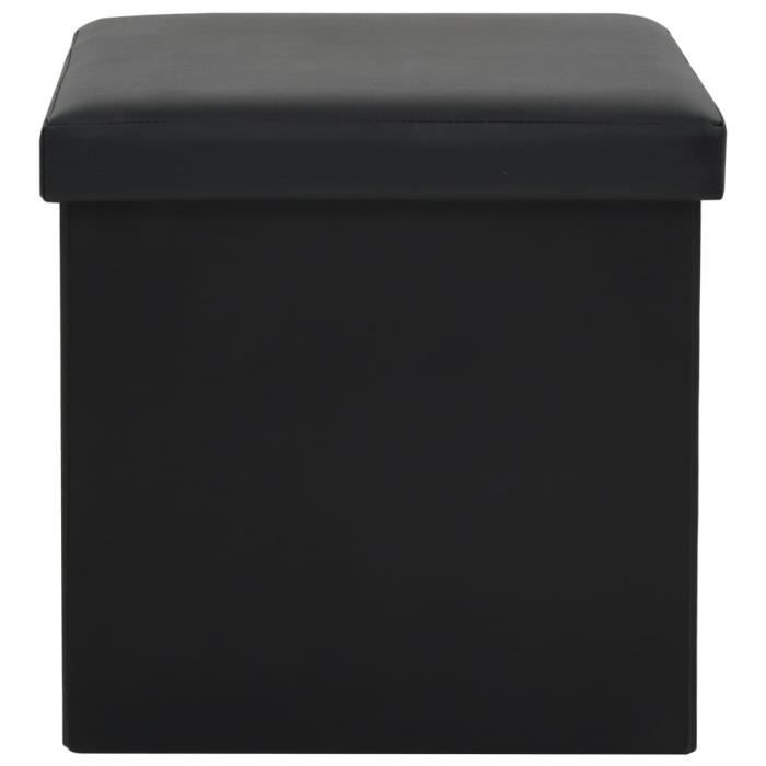 vidaXL Pouf Coffre de Rangement Cuir Synthétique Noir Table Basse Banc Maison