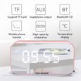 Nouveau miroir réveil Bluetooth petit haut-parleur téléphone portable voix FM réveil bureau audio peut afficher la température rose-1