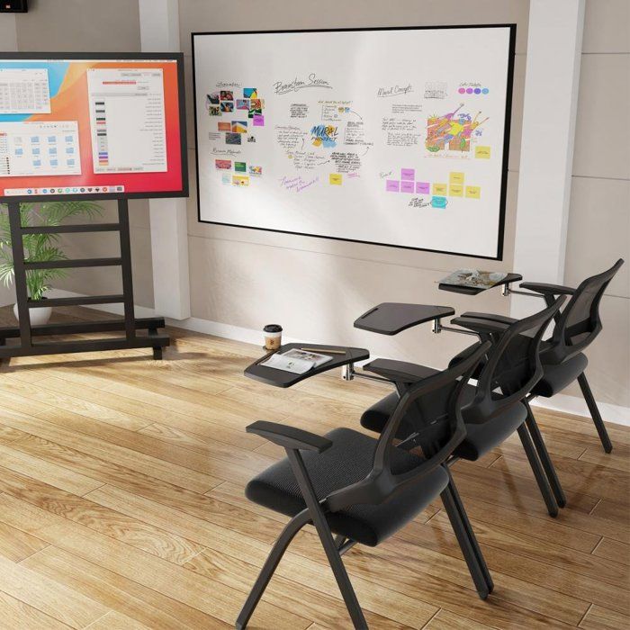 Chaise Visiteur Avec Tablette Rabattable - Chaise De Réunion Ou Salle De Classe - Rembourrée, Design Noir, Pliable