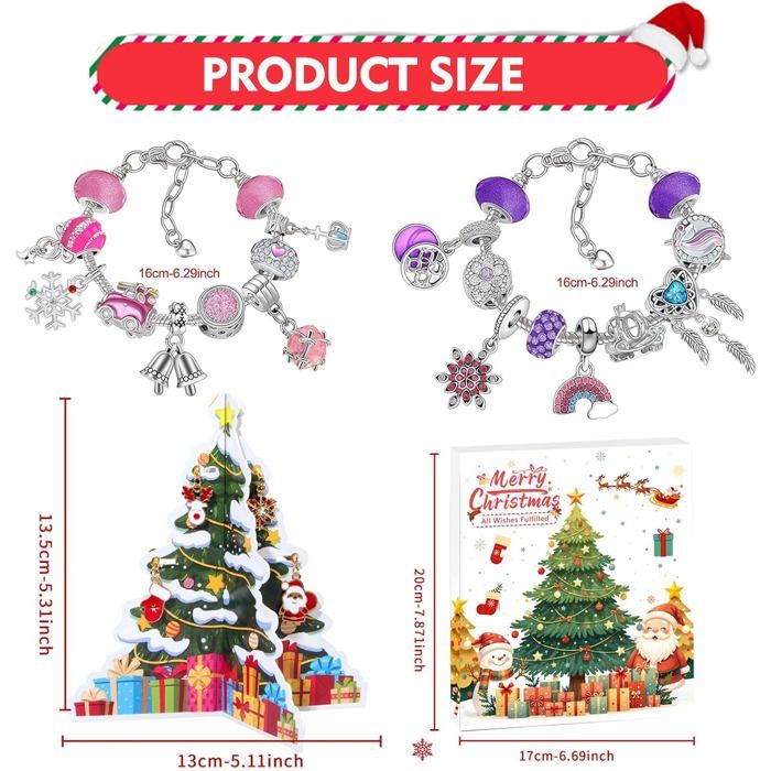 Calendrier De L'Avent 2025 Bijoux DIY Pour Fille - Bracelets Charms, Kit Créatif, 5-14 Ans - 9