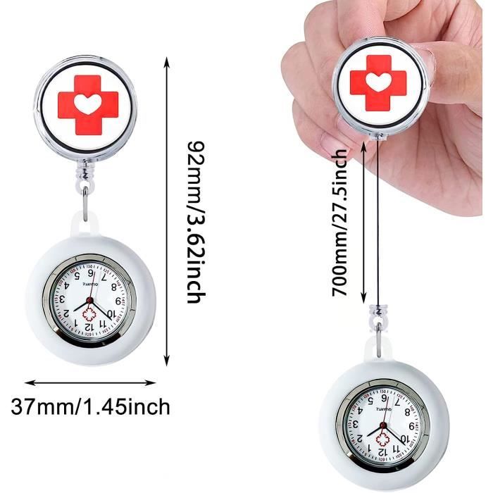 Lot De 6 Montres D’infirmière Avec Clip - Mouvement Quartz, étanche, Cadran 40 Mm, Bracelet Silicone