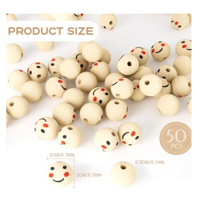 YIEUR Lot De 500 Perles Rondes Multicolores En Bois - 10 Mm K 481224