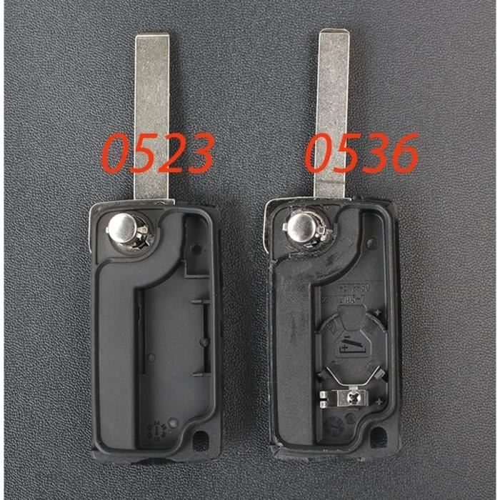 Coque De Clé Pliable 2 Boutons CE0523 Pour Peugeot, Citroën, DS - Compatible Lame VA2, Fournie Avec Pile | Remplacement Clé