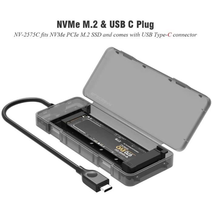 Adaptateur M.2 NVME SSD M2 Boîtier disque dur externe vers USB 3.1 Type-C  SSD `