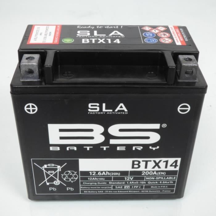 Batterie SLA BS Battery pour Moto Kawasaki 1200 Zx-12 R Ninja 2000